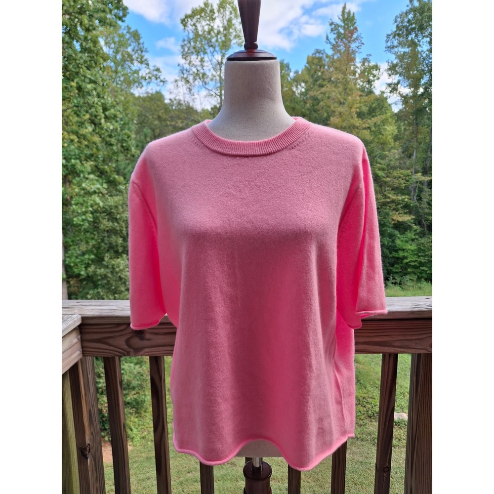NWT Kujten Cashmere Tee Uni Bubblegum Pink Rose Bonbon T-Shirt 3